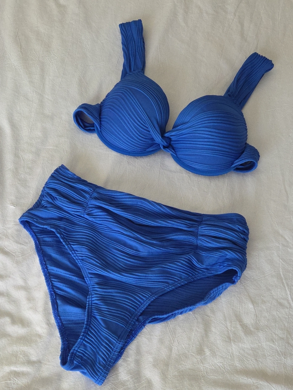 SHEIN Royal Blue Two-Piece Textured Bikini